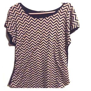 Navy blue and tan Espresso shirt.